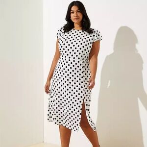 LOFT polka dot midi dress size 12